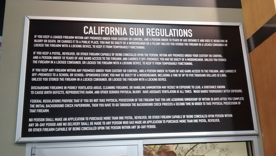 Gun storage law sign
