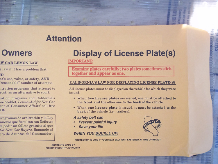 California Vehicle License Plates Front and Back? The Law Offices
